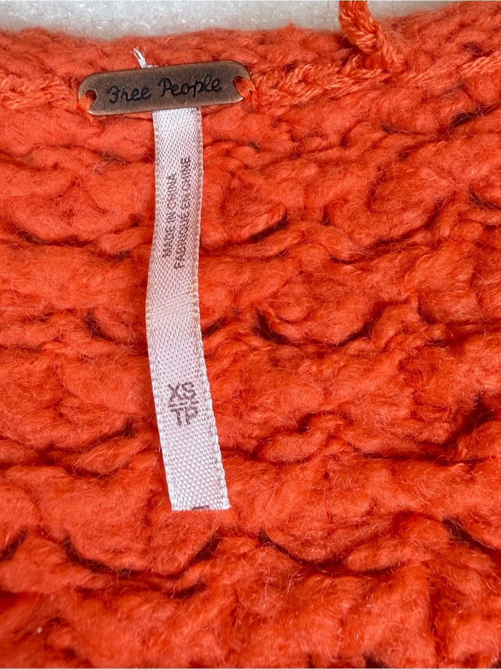 Women’s XS Free People Oversized Long Sleeve Orange Chunky Retro Sweater